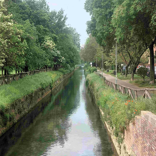 Fig. 3 Veduta del canale Reno dal ponte del Ghisello, Archivio Canali di Bologna, 2024